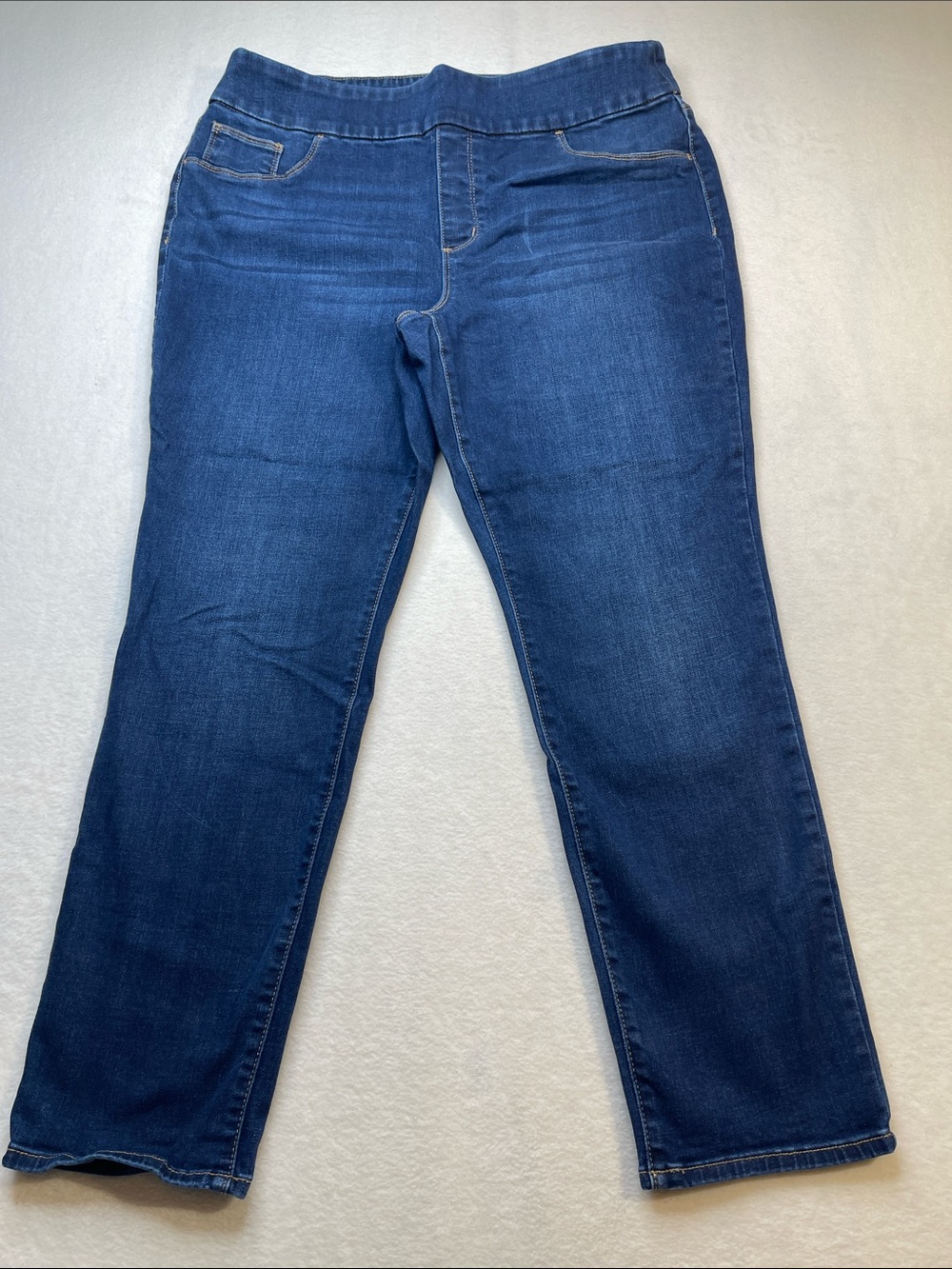 Chico's JEGGING Jeans in Dark Blue Wash WOMENS 12 P PULL ON